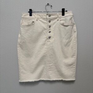 Banana Republic Button Fly Denim Skirt with Raw Hem - Off-white, 14